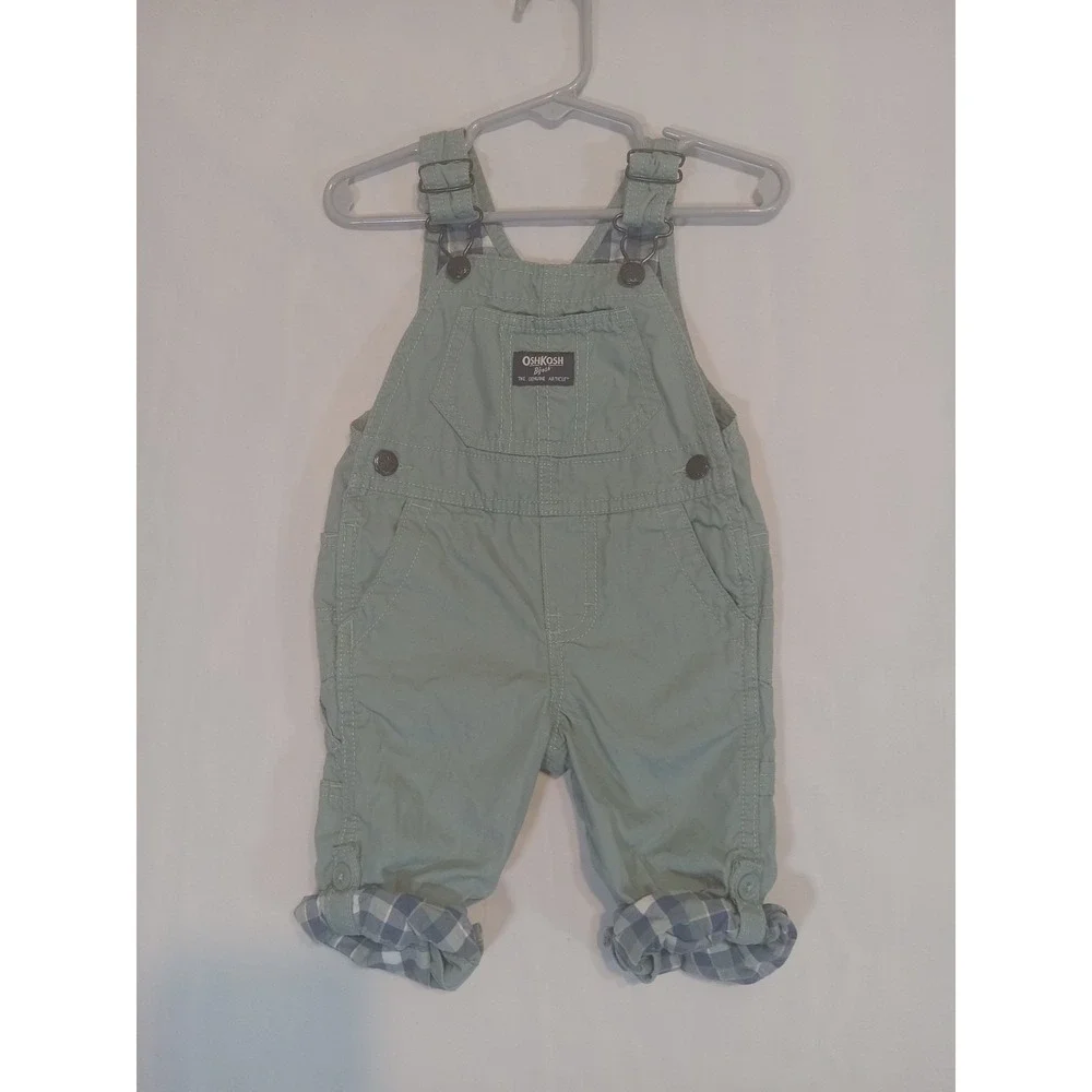 Oshkosh B'gosh Baby Girl's Light Green Overall Jumper Pants. Size 9 Months